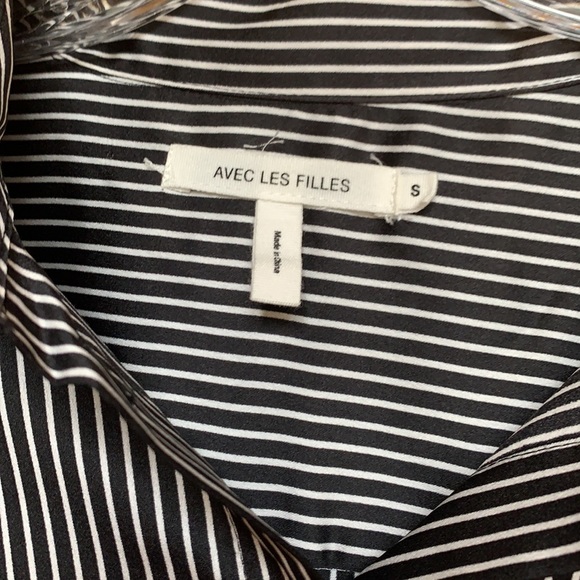 Avec Les Filles Stripe Button Down Shirt Small - Picture 2 of 4